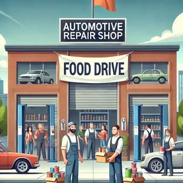 Automotive Repair Shop Doing a Food Drive