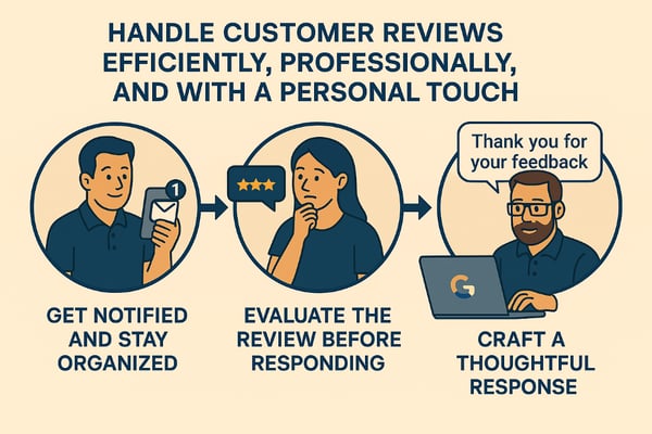Responding with Personal Touch – Step-by-step illustration showing notification evaluation response