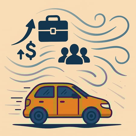 car with abstract icons above it