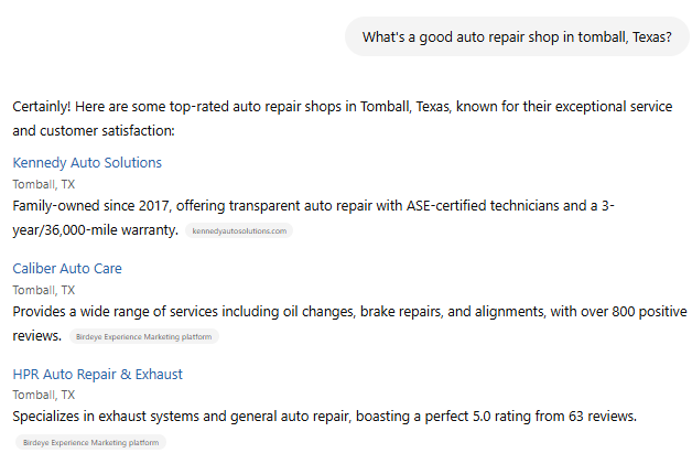 ranking in chatgpt for auto repair