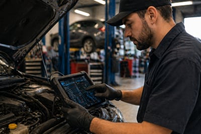 auto repair shop employee working on a vehicle (Medium)