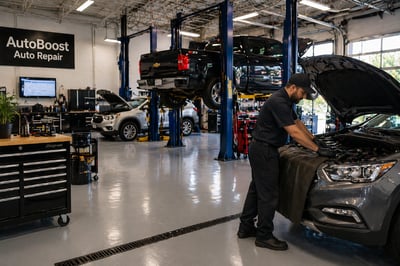 clean organized auto repair shop bay (Medium)