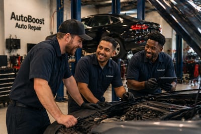 image of smiling auto repair shop employees (Medium)